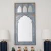 Nora Wood Carved Mirror Frame in Distressed Blue