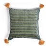 Tasseled And Embroidered Grey-Green Cushion Cover