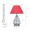 DECADE Blue Luster Glass and Metal Table Lamp With Maroon Cotton Shade