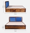 Lotus Solid Wood Queen  Size Upholstered Bed With Box Storage (Provincial Teak Finish)