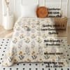 Cream Floral Comforter Quilted Cotton Feel 300 Gsm Single Bed 240 X 160 Cms