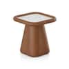 Lazo Solid Wood And Banswara Marble Side Table In Amber Walnut Finish