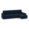 Apollo Sofa (Colour : Sea Port Blue Velvet, Cushion : Soft, Back Type : High Back, Seating Capacity : Right Aligned 3 Seater + Right Aligned Chaise + Ottoman)