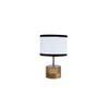 Ewald Multicolour Fabric Shade Table Lamp with Natural Wooden Base
