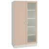 Celestia Double Door Bookshelf cum Crockery Cabinet with Toughened Glass in Sandy Beige Colour
