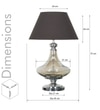 Delicea Smoke Glass And Chrome Finish Metal Table Lamp With Black Cotton Shade