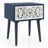 Alida Solid Wood Bedside Table in Rivera Blue Finish