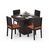 Julian 4 Seater Dining Table With Set Of 4 Oribi Upholstered Dining Chairs (Colour- Burnt Orange, Finish- Mahogany)