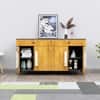 Hexa Red Multipurpose Storage Cabinet With 2 Drawer 4 Door in Slate Grey And Giant Wood Colour