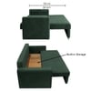 Alfon 3 Seater Velvet Pull Out Sofa Cum Bed with Storage In Green