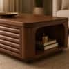 Marlow Sheesham Wood Ribbed Coffee Table in Walnut Finish