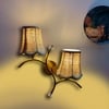 Devansh Metal Electric Wall Light in Gold Colour with Beige Shade Count of 2 Lights