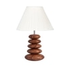 Devansh Knife Pleated Cotton Table Lamp With Wood Pebble Lamp (12X12X16.5) Inches -C