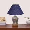 Devansh Conical Blue Jute Shade Lamp With Wood & Mosaic Glass Base For Decoration/Office/Home/Gifting/Study For Decoration/Office/Home/Gifting/Study -(10X10X14.5) Inches -A
