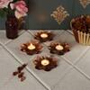 Flower Tealight Holder Set Of 4 In Copper Colour