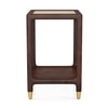 Sera Square Solid Wood And Marble Side Table In Mango Walnut Finish