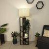 Jordan Wooden Floor Lamp with Brown Base and Jute Fabric Lampshade