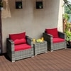 Carry Bird Wicker Patio Furniture Outdoor Balcony Chairs In Grey And Red Colour