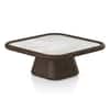 Lazo Solid Wood And Aravali Marble Square Coffee Table In Dark Chestnut Finish