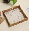 Whispering Blooms Square Wooden Tray - Large