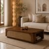Linden Sheesham Wood Cane Coffee Table in Walnut Finish