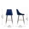 Doe Buck Upholstered Counter Height Bar Stool in Blue Colour with Gold Accents