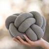 Nodo Cotton Knitted Decorative Grey Knot Pillow 11 x 11 Inches