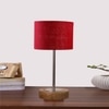 Devansh Maroon Jute Table Lamp With G Natural  Wood Base  & Steel Pipe -(7X17 Inches)-12