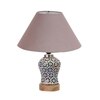 Devansh Conical Grey Cotton Shade Lamp With Wood & Mosaic Glass Base For Decoration/Office/Home/Gifting/Study For Decoration/Office/Home/Gifting/Study -(10X10X14.5) Inches -A