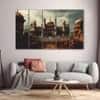 The Castle Decor Mughal Forts Wall Art Set of 5 Digital Painting 27x48 Inch