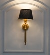 Parker Single Light Wall Fitting In Antique Brass Finish Metal With Black Cotton Shade