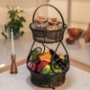 Ireka Home Swirl Acacia Wood Storage Basket with Metal Handles