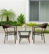 Lithgow Wicker Table And Chair Set In Brown Beige Dual Tone Finish