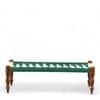 Hamilton Sheesham Wood Vintage 3 Seater Maachi Balcony Bench with 2 Stools in Green and White