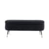 Doe Buck Luxury Boucle Storage Bench in Black Colour with Gold Tipped Legs
