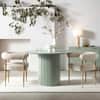Velin Round Solid Mango Wood Pedestal Dining Table Sage Green