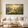 The Castle Decor White Golden Deer Wall Art Design 6 Wooden Framed 27x48 Inch