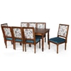 Globally Indian Sheesham Wood Turning Leg 8 Seater Dining Table Set With 8 Solid Wood Upholstered Chairs �  In Blue Color