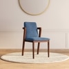 Harper Solid Wood Dining Chair in Honey Finish & Baltic Blue Colour