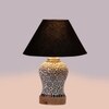 Devansh Conical Black Cotton Shade Lamp With Wood & Mosaic Glass Base For Decoration/Office/Home/Gifting/Study For Decoration/Office/Home/Gifting/Study -(10X10X14.5) Inches -A