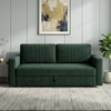 Alfon 3 Seater Velvet Pull Out Sofa Cum Bed with Storage In Green