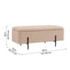 Doe Buck Luxury Boucle Storage Bench in Light Brown Colour with Black Metal Legs