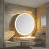 Round LED Mirror with Gold Aluminium Frame Modern Circular Vanity Mirror