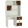 Flora Study Desk cum Bookshelf with Shuttered Cabinets Open Shelves and Drawers in Coffee Walnut Colour