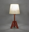 Troika Wooden Table Lamp with Brown Base and Premium White Fabric Lampshade