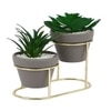 Golden Accent Dual Planter With Artificial Plants