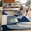 Blue Abstract Wool 8x10 Carpet