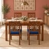 Globally Indian Mayura Solid Sheesham Wood 4 Seater Dining Table Set 4 Chairs Navy Blue
