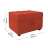 Doe Buck Tufted Storage Ottoman Bench in Orange Colour Fabric