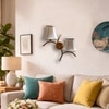 Devansh Metal Electric Wall Light in Gold Colour with off-white Shade Count of 2 Lights